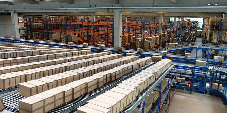 expedited shipping boxes warehouse floor