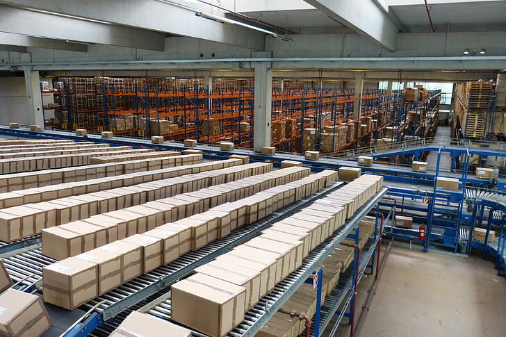 expedited shipping boxes warehouse floor