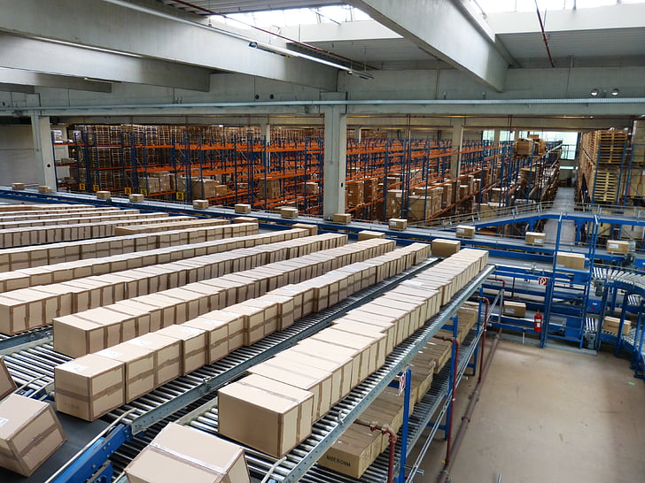 expedited shipping boxes warehouse floor