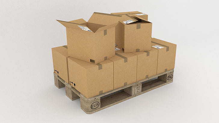 palletized boxes preparing for shipment